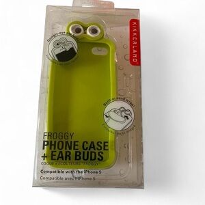 Kikkerland Froggy Phone Case with Ear Buds - Lime Green